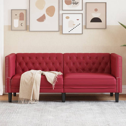 Poltrona Chesterfield a 2 Posti Rosso Vino in Similpelle | homemem39