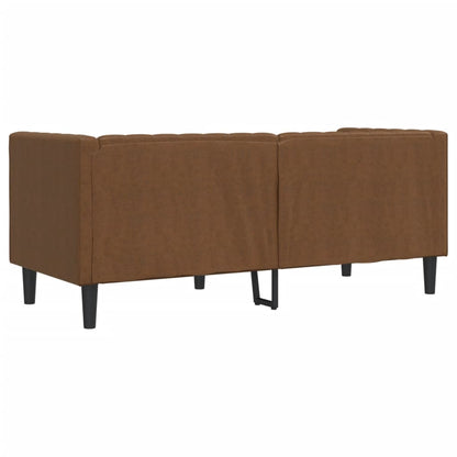 Divano Chesterfield a 2 Posti Marrone in Similpelle Scamosciata - homemem39