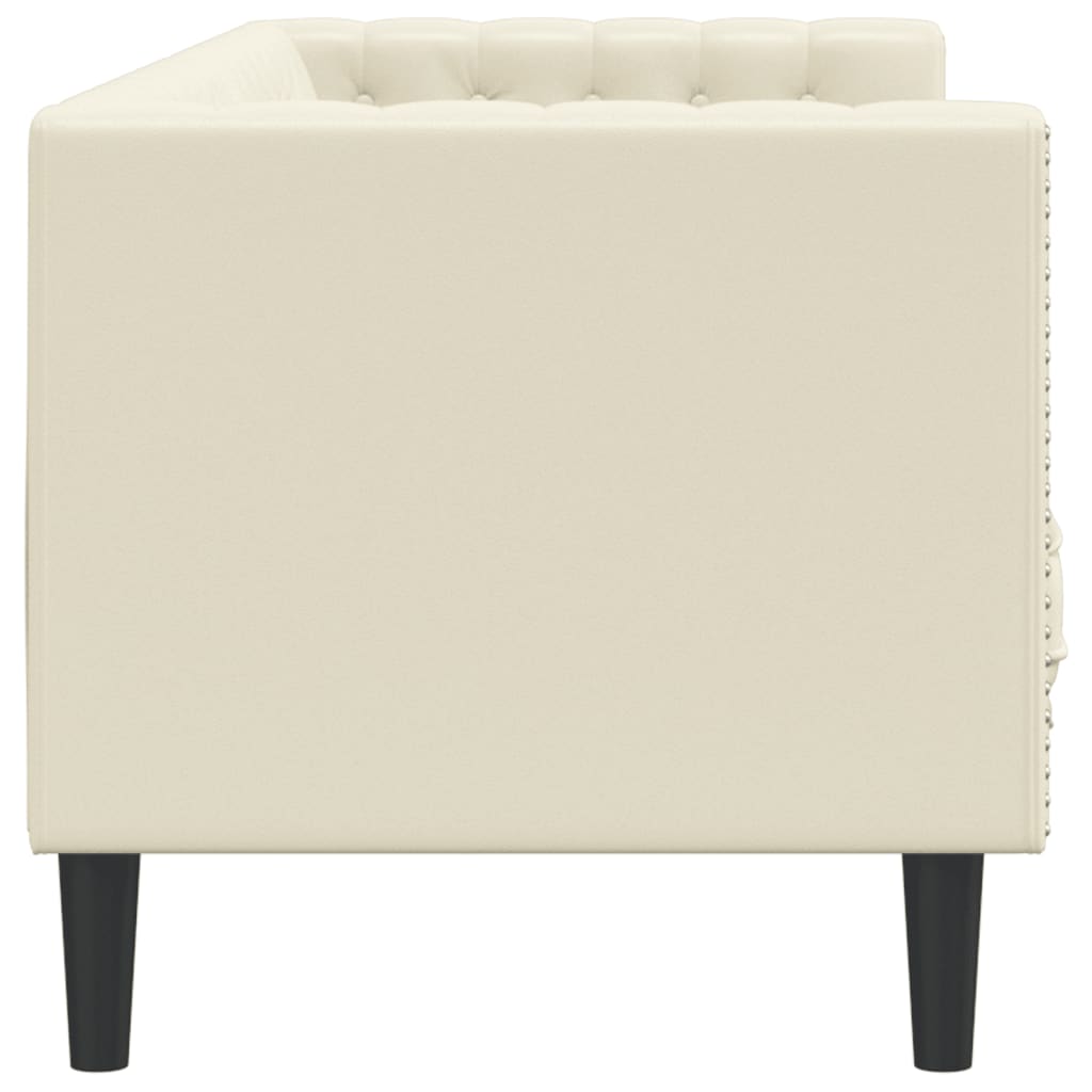Divano Chesterfield a 3 Posti Crema in Similpelle | homemem39