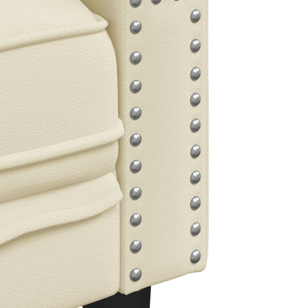 Divano Chesterfield a 3 Posti Crema in Similpelle | homemem39