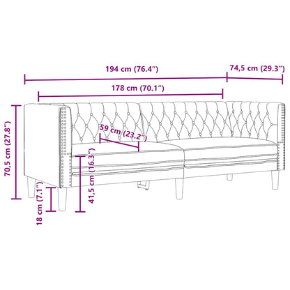 Poltrona Chesterfield a 3 Posti Cappuccino in Similpelle - homemem39