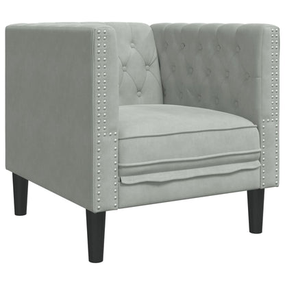 Poltrona Chesterfield Grigio Chiaro in Velluto | homemem39