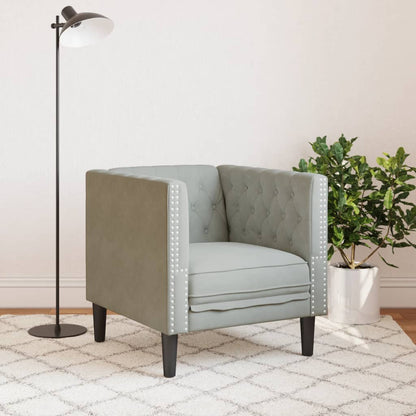 Poltrona Chesterfield Grigio Chiaro in Velluto | homemem39