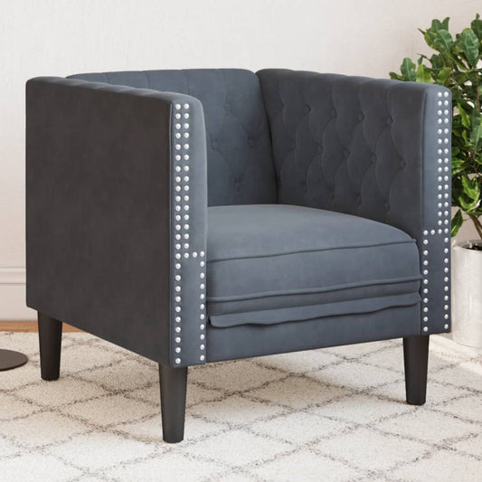 Poltrona Chesterfield Grigio Scuro in Velluto | homemem39
