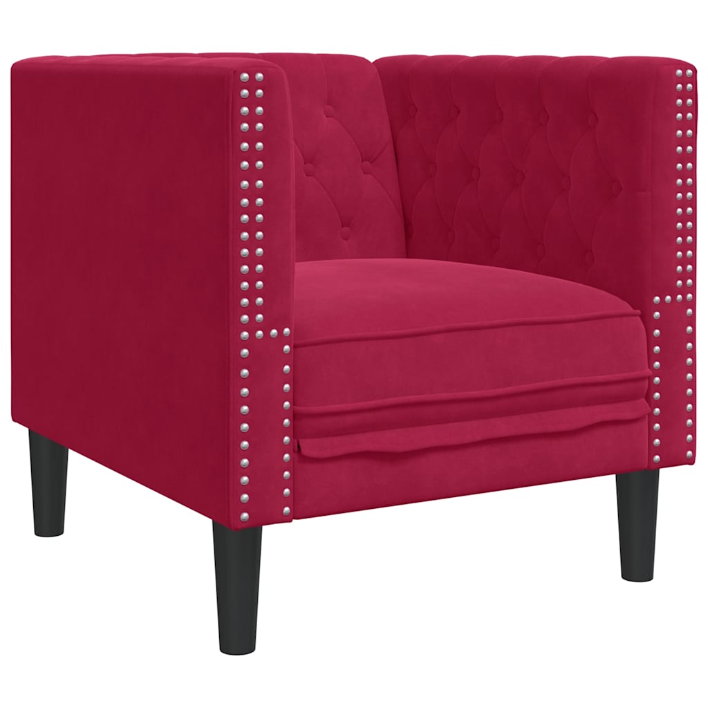 Poltrona Chesterfield Rosso Vino in Velluto | homemem39