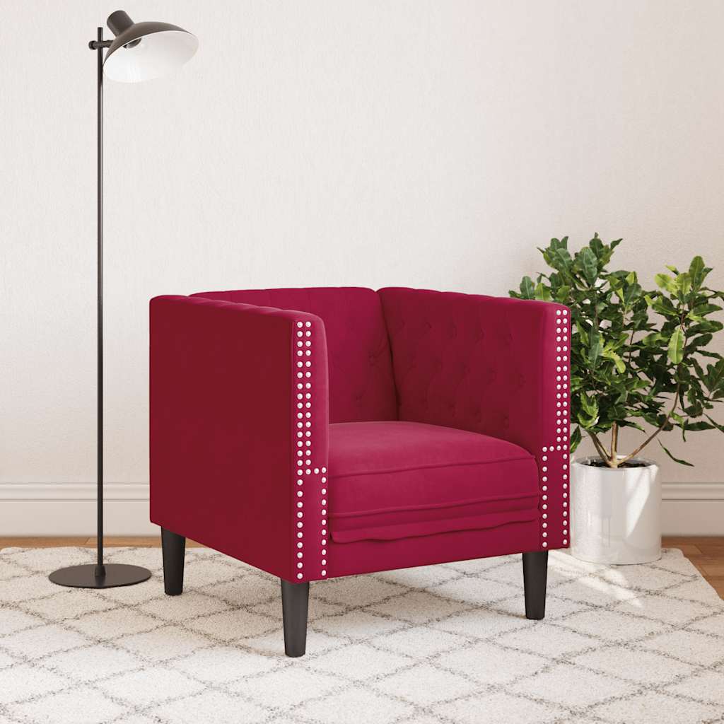Poltrona Chesterfield Rosso Vino in Velluto | homemem39