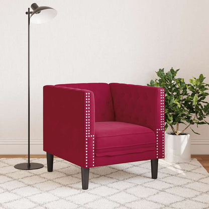 Poltrona Chesterfield Rosso Vino in Velluto | homemem39