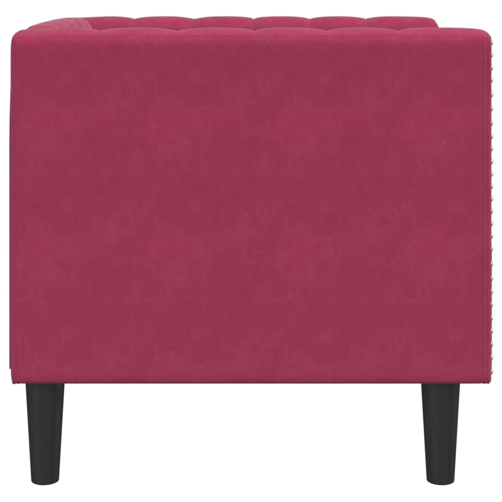 Poltrona Chesterfield Rosso Vino in Velluto - homemem39