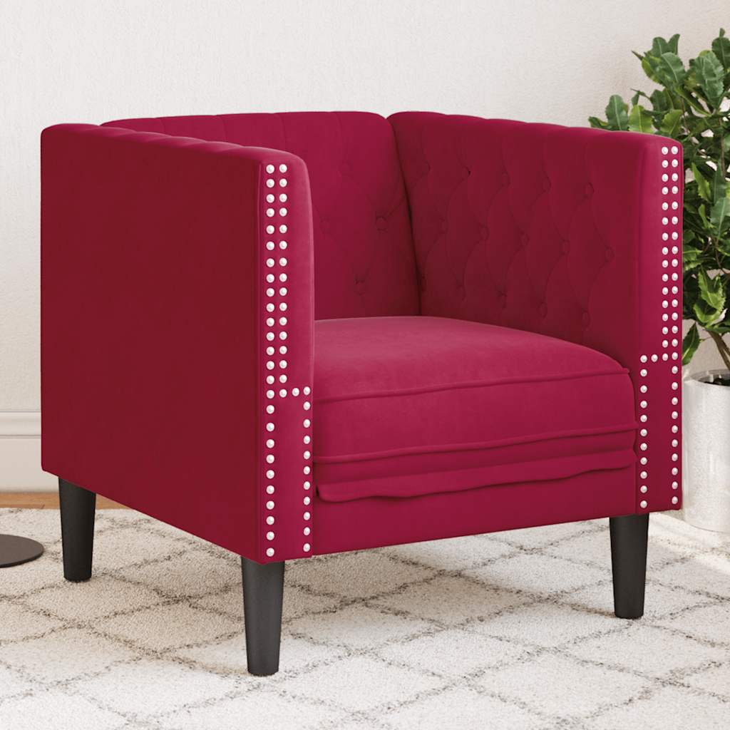 Poltrona Chesterfield Rosso Vino in Velluto | homemem39