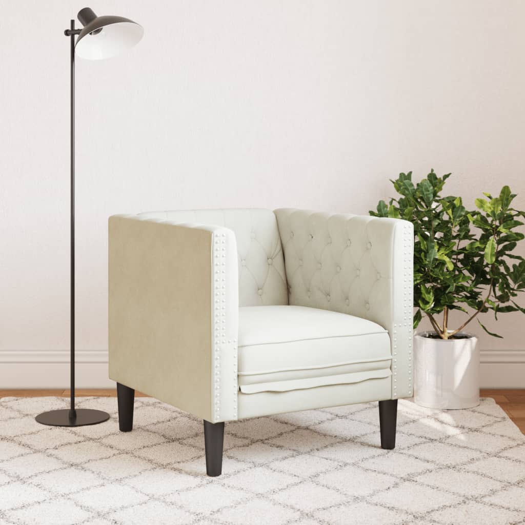 Poltrona Chesterfield Crema in Velluto - homemem39