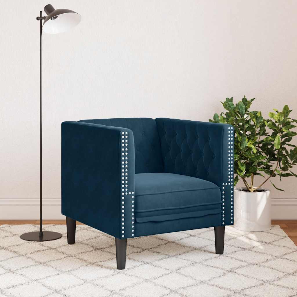 Poltrona Chesterfield Blu in Velluto | homemem39