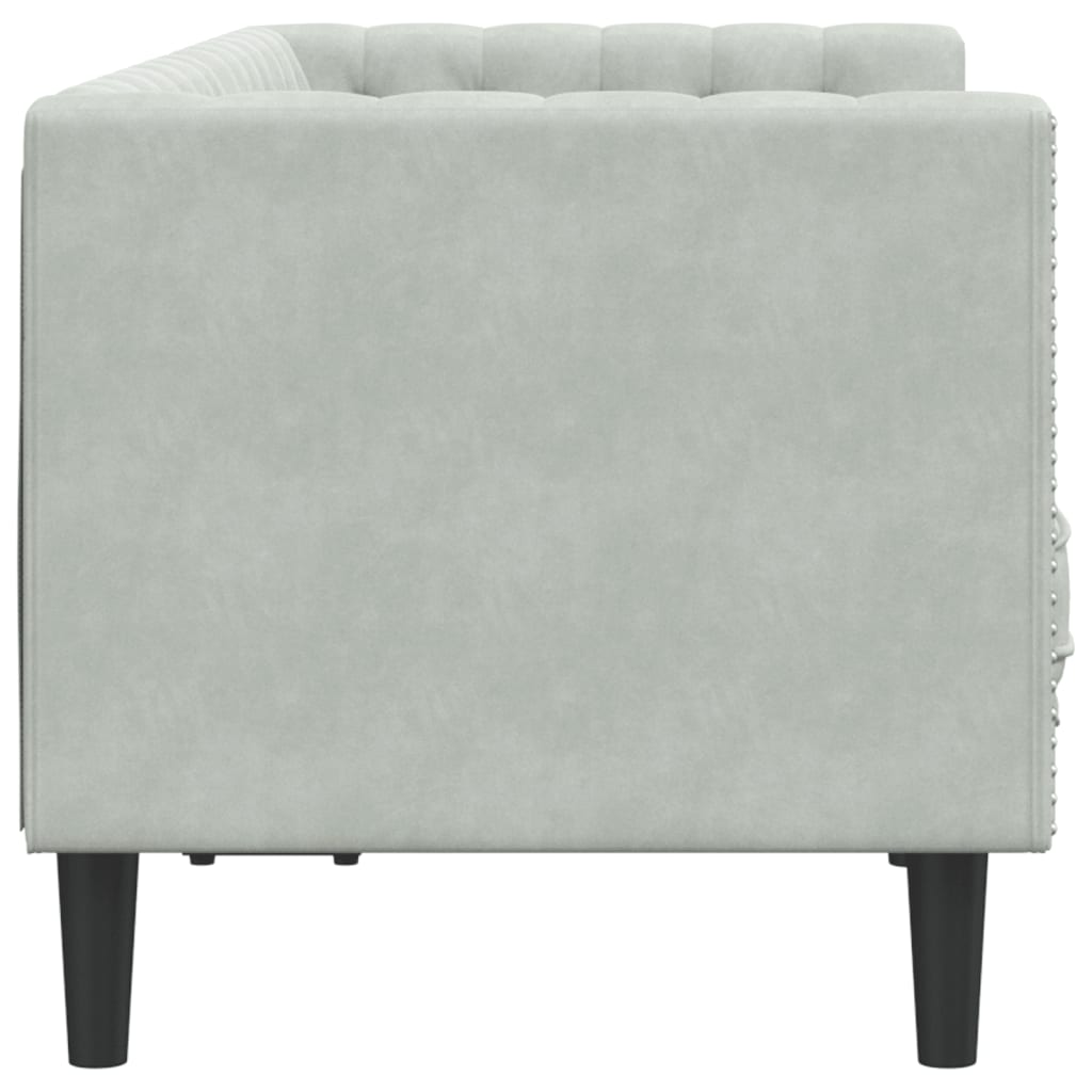 Divano Chesterfield con Rinforzi 2 Posti Grigio Chiaro Velluto