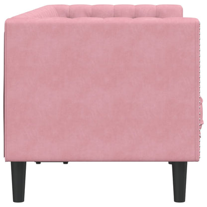 Divano Chesterfield con Rinforzi 2 Posti Rosa in Velluto - homemem39