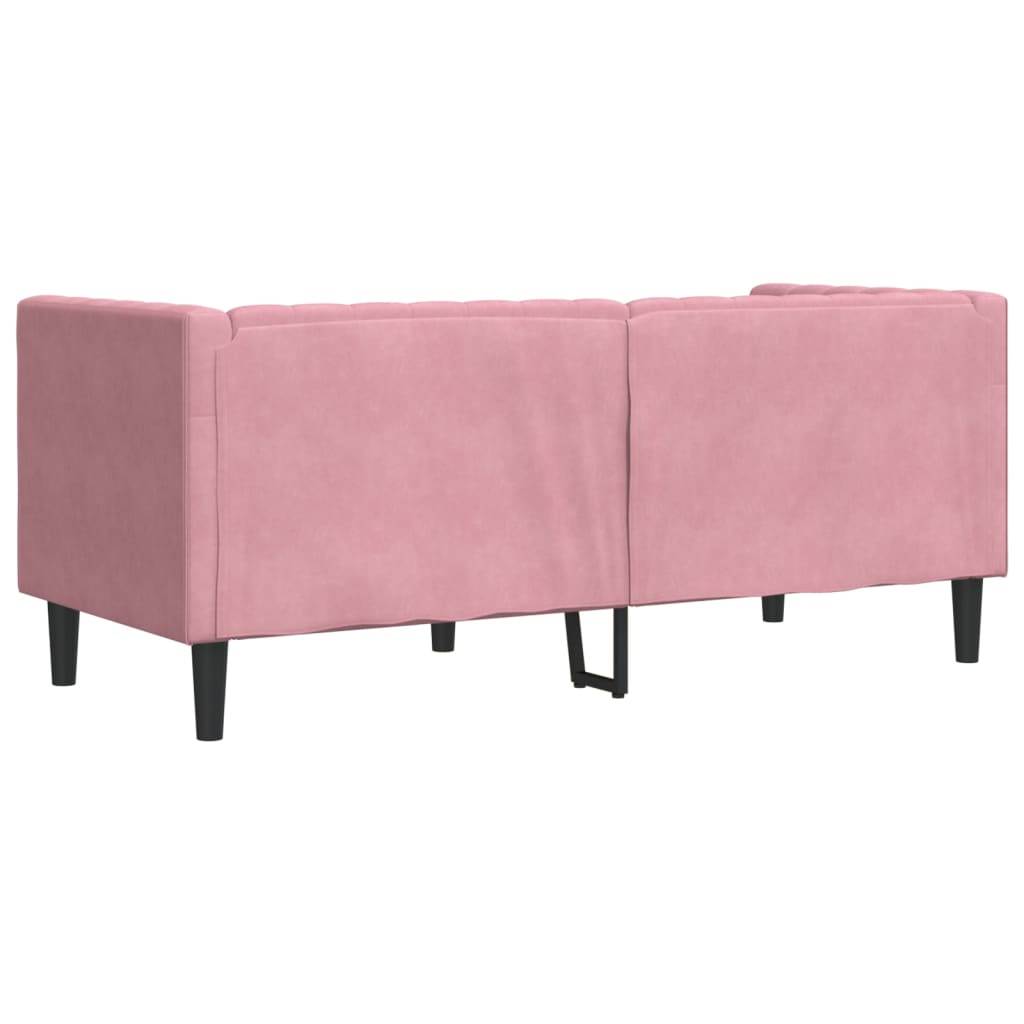 Divano Chesterfield con Rinforzi 2 Posti Rosa in Velluto