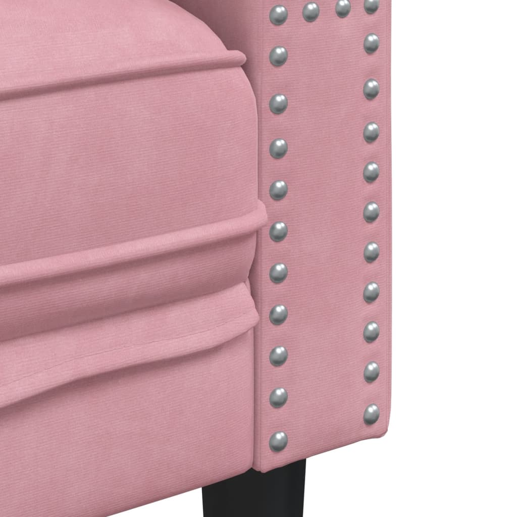 Divano Chesterfield con Rinforzi 2 Posti Rosa in Velluto - homemem39