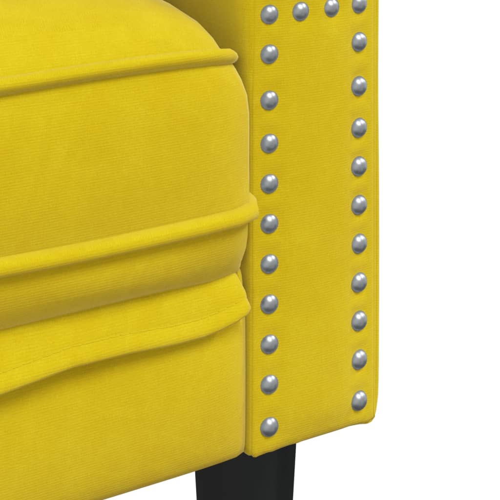 Divano Chesterfield con Rinforzi 2 Posti Giallo in Velluto - homemem39