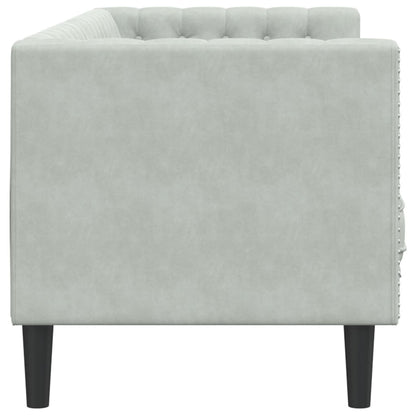 Divano Chesterfield con Rinforzi 3 Posti Grigio Chiaro Velluto - homemem39