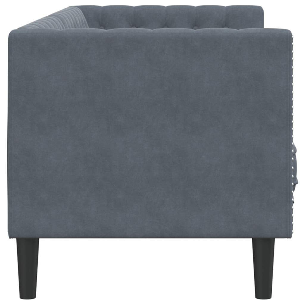 Divano Chesterfield con Rinforzi 3 Posti Grigio Scuro Velluto - homemem39