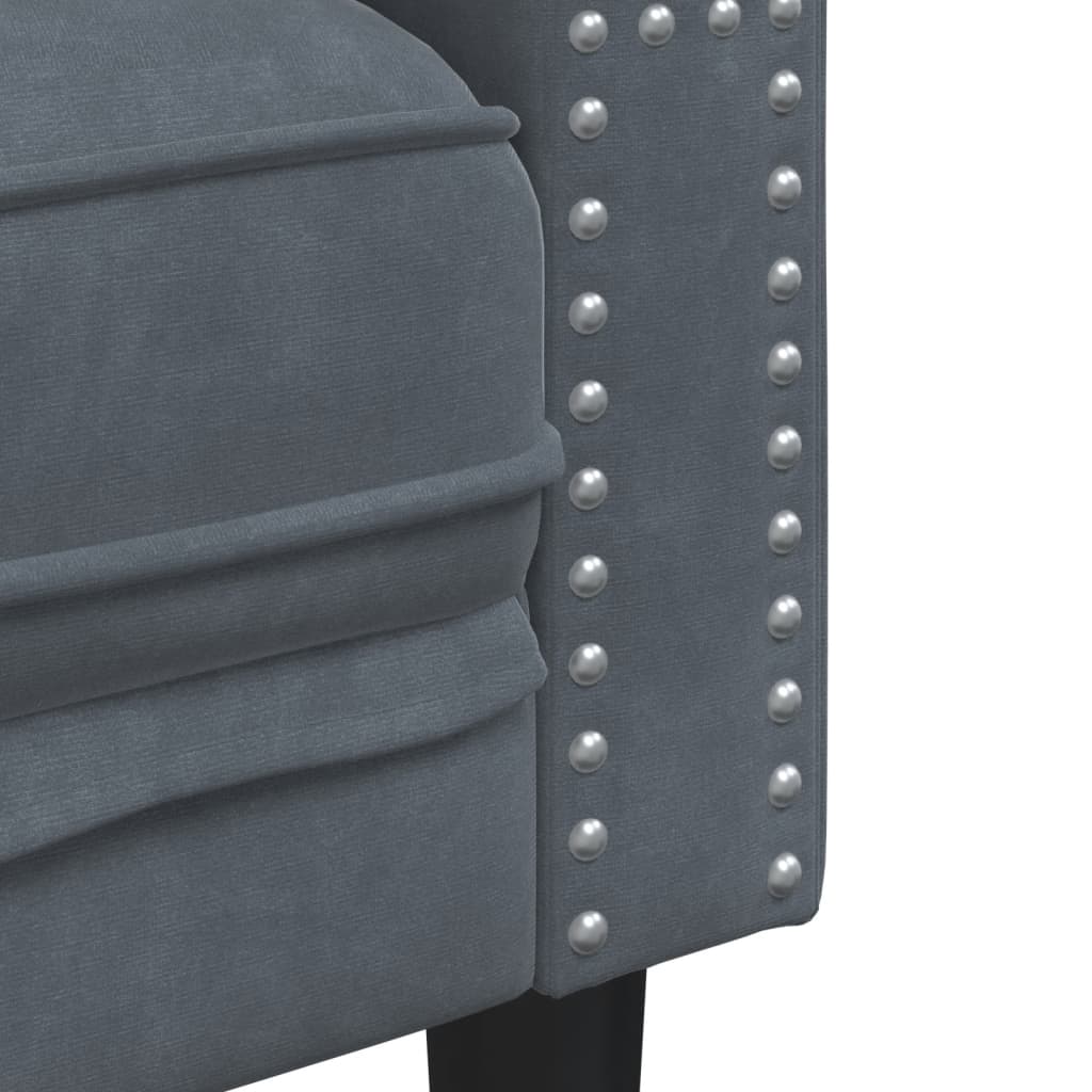 Divano Chesterfield con Rinforzi 3 Posti Grigio Scuro Velluto - homemem39