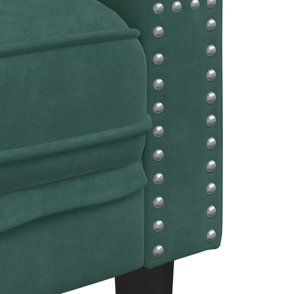 Divano Chesterfield con Rinforzi 3 Posti Verde Scuro in Velluto