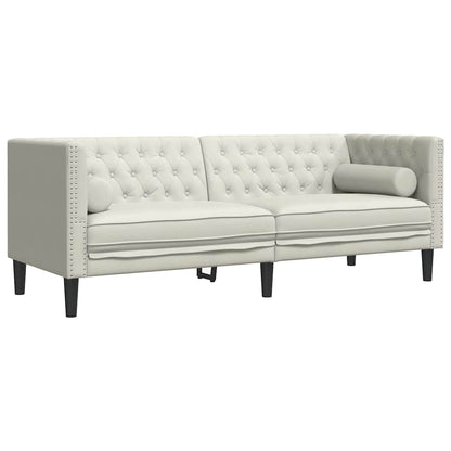 Divano Chesterfield con Rinforzi 3 Posti Crema in Velluto | homemem39