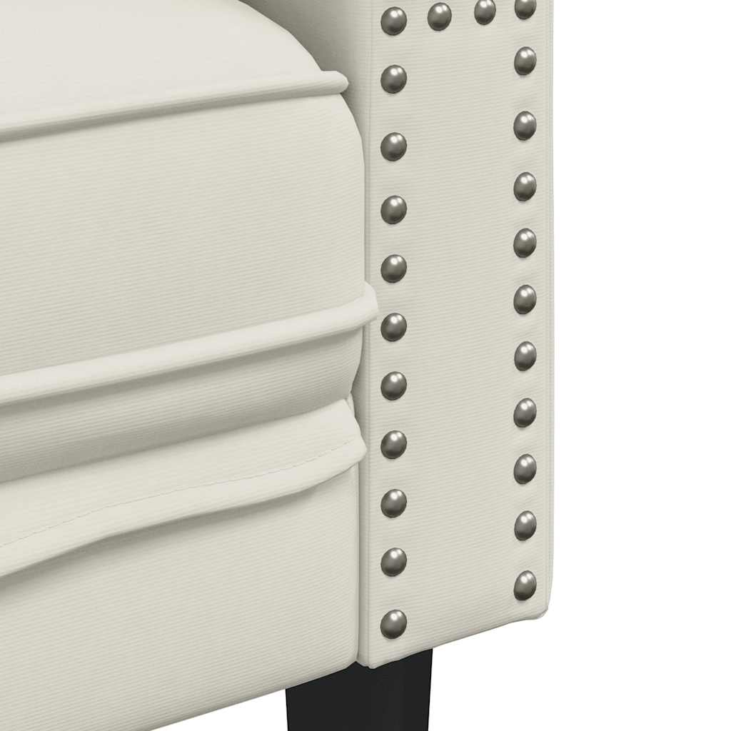 Divano Chesterfield con Rinforzi 3 Posti Crema in Velluto | homemem39