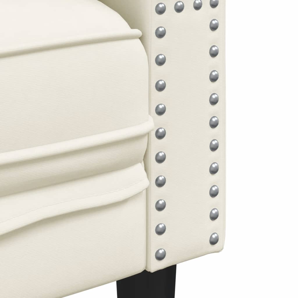 Divano Chesterfield con Rinforzi 3 Posti Crema in Velluto - homemem39