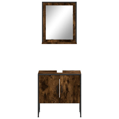 Set Mobili da Bagno 2 pz Rovere Fumo in Legno Multistrato | homemem39