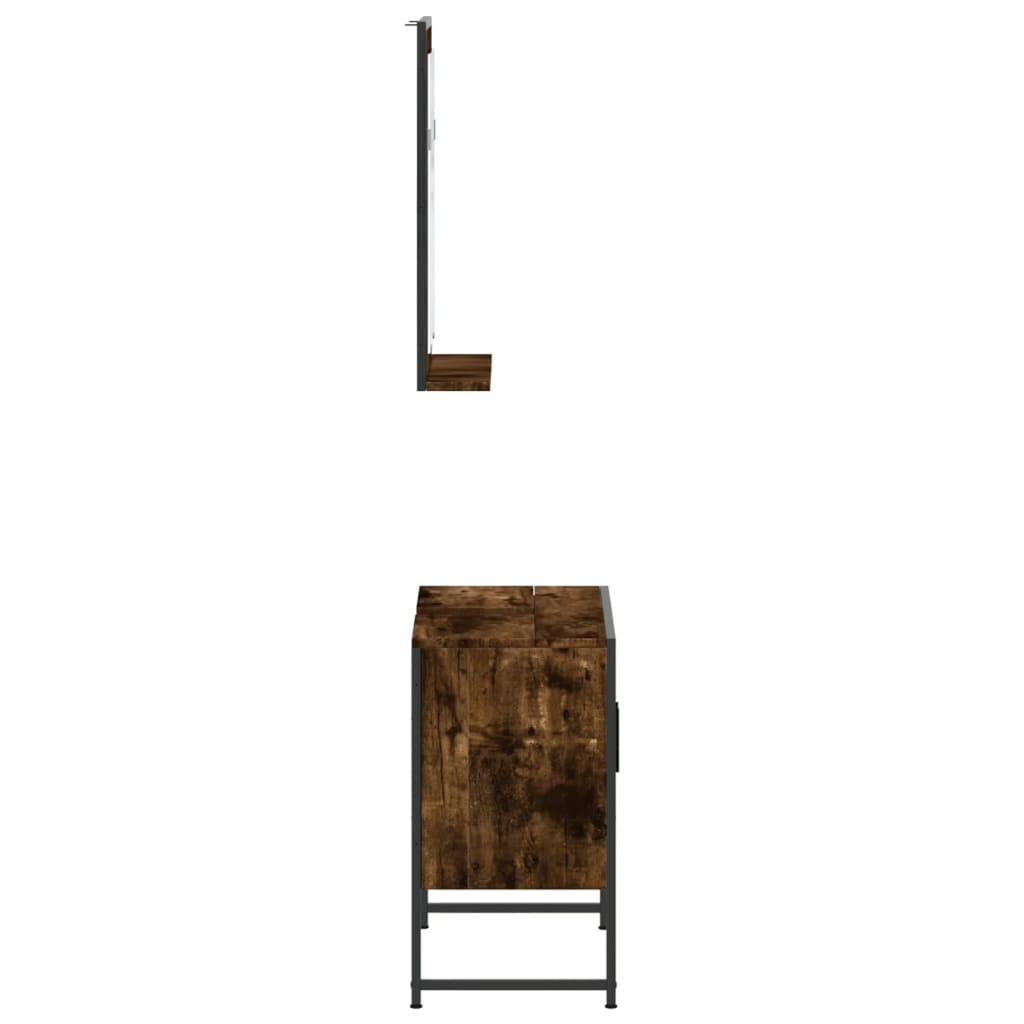 Set Mobili da Bagno 2 pz Rovere Fumo in Legno Multistrato | homemem39