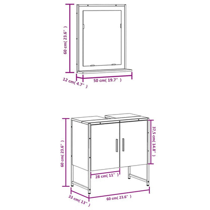 Set Mobili da Bagno 2 pz Rovere Fumo in Legno Multistrato | homemem39