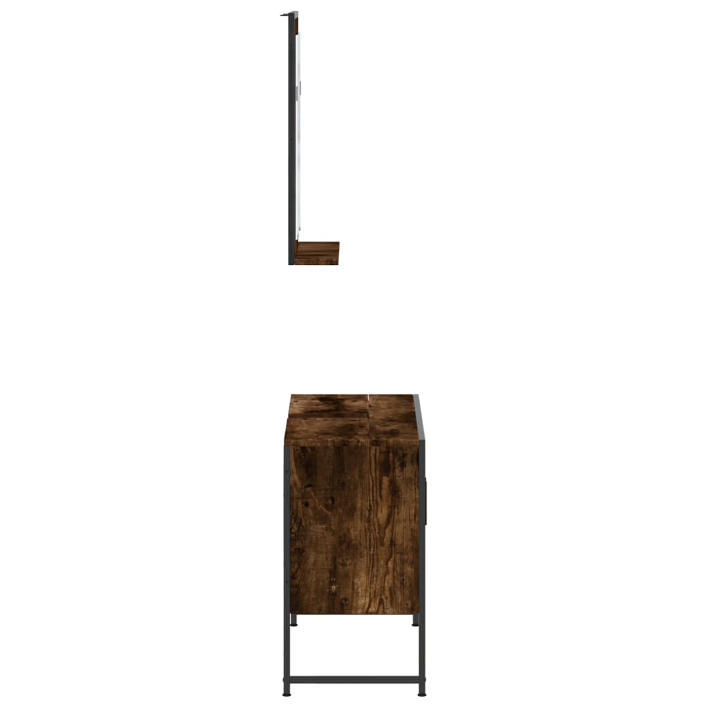 Set Mobili da Bagno 2 pz Rovere Fumo in Legno Multistrato | homemem39