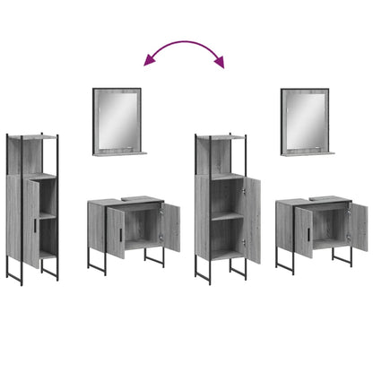 Set Mobili da Bagno 3 pz Grigio Sonoma in Legno Multistrato | homemem39