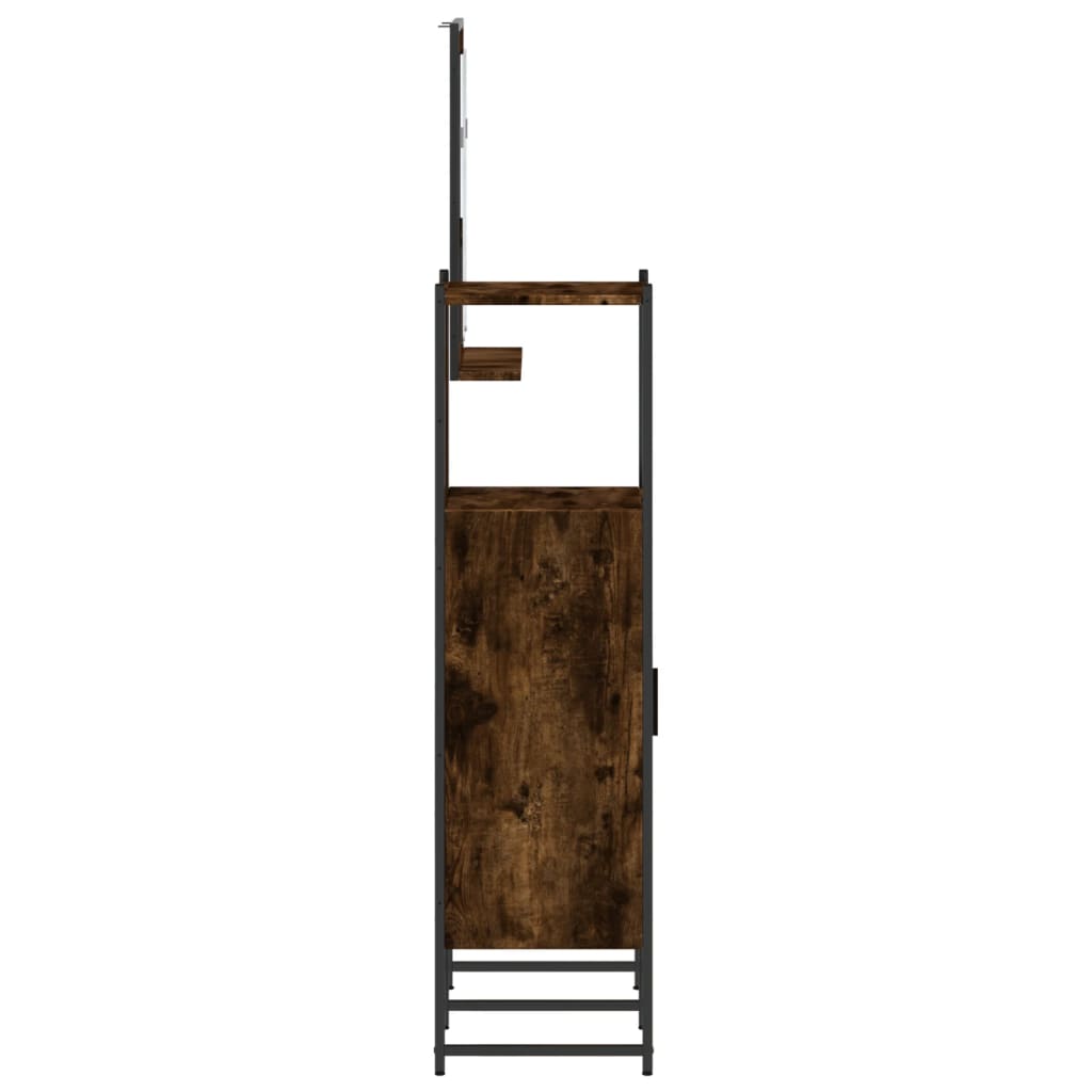 Set Mobili da Bagno 3 pz Rovere Fumo in Legno Multistrato