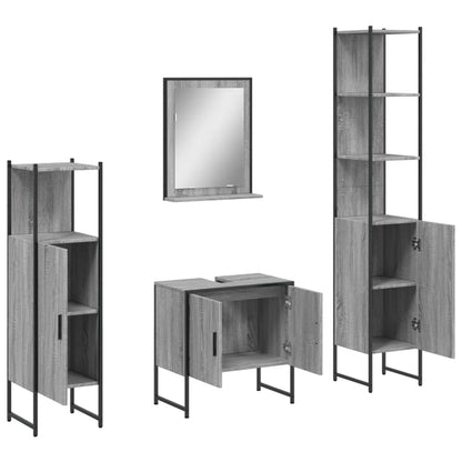 Set Mobili da Bagno 4 pz Grigio Sonoma in Legno Multistrato | homemem39