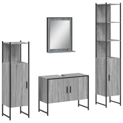 Set Mobili da Bagno 4 pz Grigio Sonoma in Legno Multistrato | homemem39