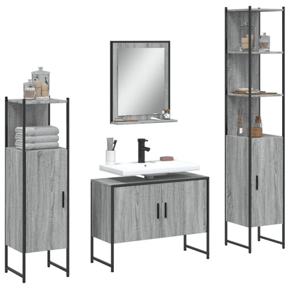 Set Mobili da Bagno 4 pz Grigio Sonoma in Legno Multistrato | homemem39