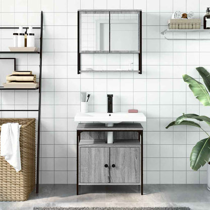 Set Mobili da Bagno 2 pz Grigio Sonoma in Legno Multistrato | homemem39
