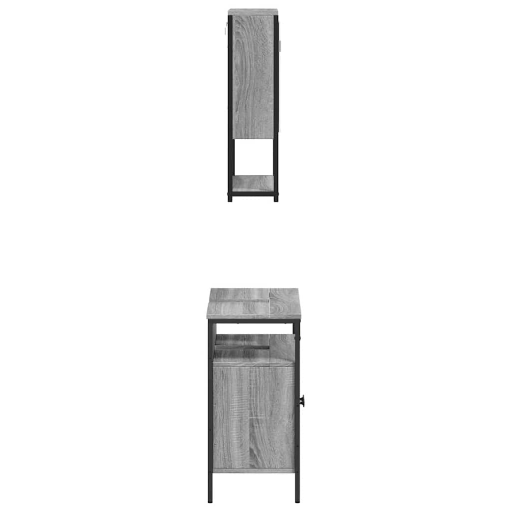 Set Mobili da Bagno 2 pz Grigio Sonoma in Legno Multistrato | homemem39