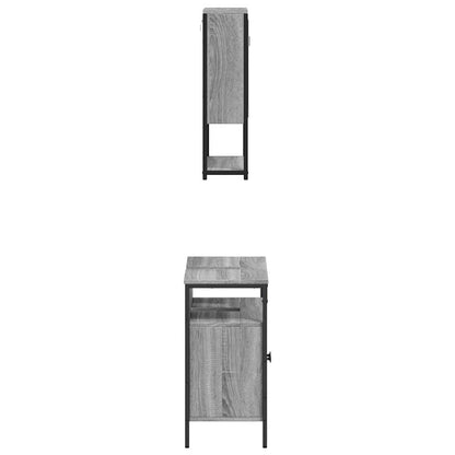 Set Mobili da Bagno 2 pz Grigio Sonoma in Legno Multistrato | homemem39