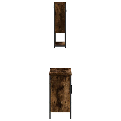 Set Mobili da Bagno 2 pz Rovere Fumo in Legno Multistrato | homemem39