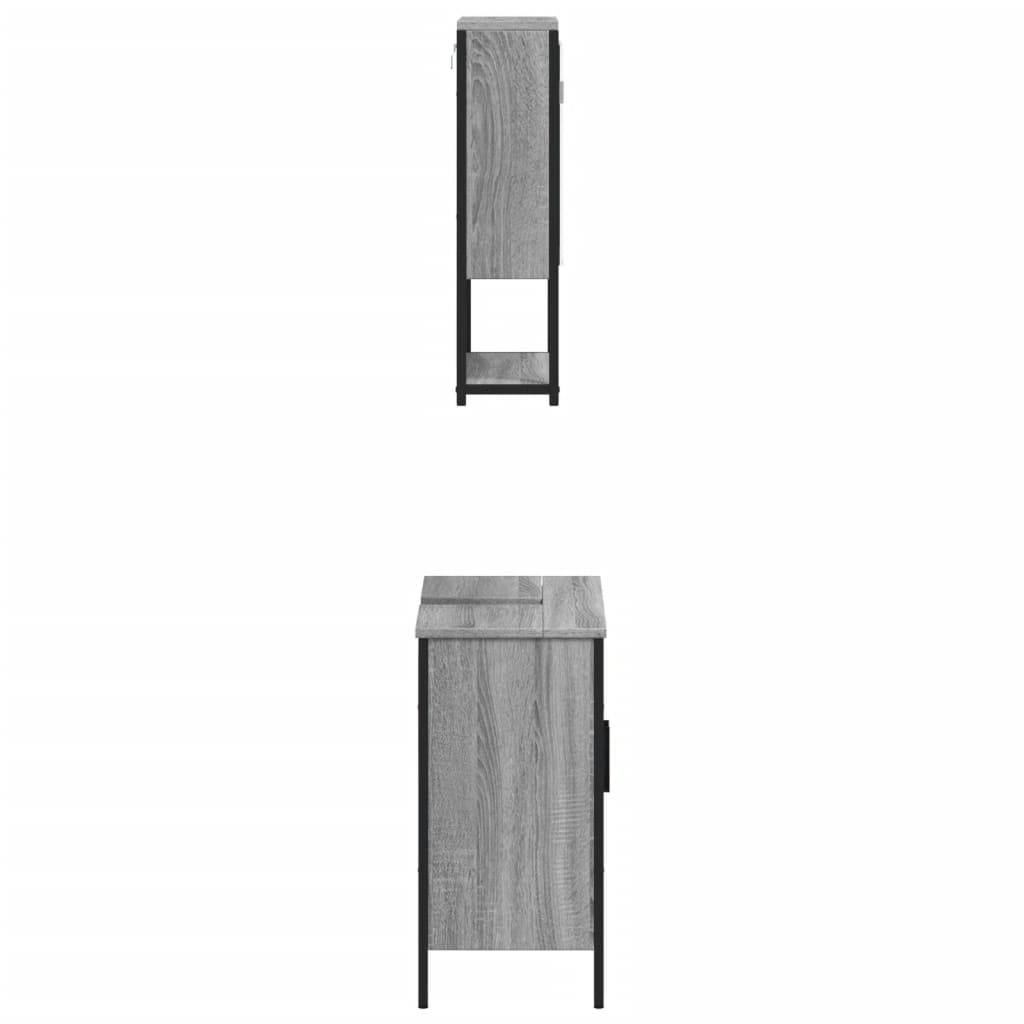 Set Mobili da Bagno 2 pz Grigio Sonoma in Legno Multistrato | homemem39