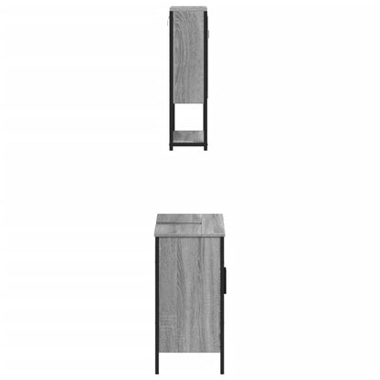 Set Mobili da Bagno 2 pz Grigio Sonoma in Legno Multistrato | homemem39