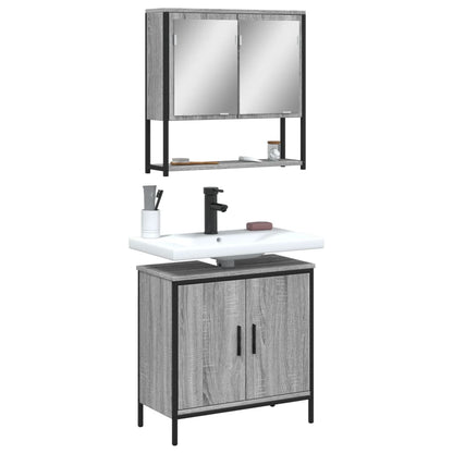 Set Mobili da Bagno 2 pz Grigio Sonoma in Legno Multistrato | homemem39
