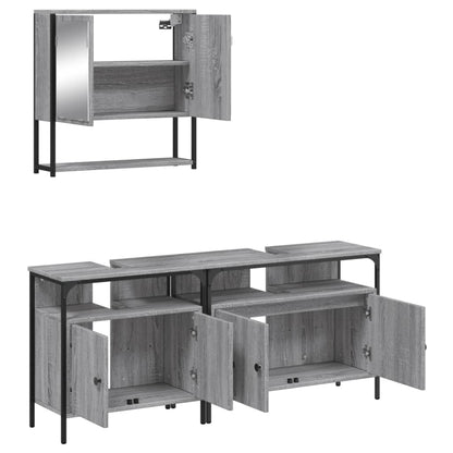 Set Mobili da Bagno 3 pz Grigio Sonoma in Legno Multistrato | homemem39