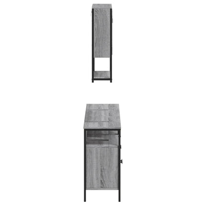 Set Mobili da Bagno 3 pz Grigio Sonoma in Legno Multistrato | homemem39