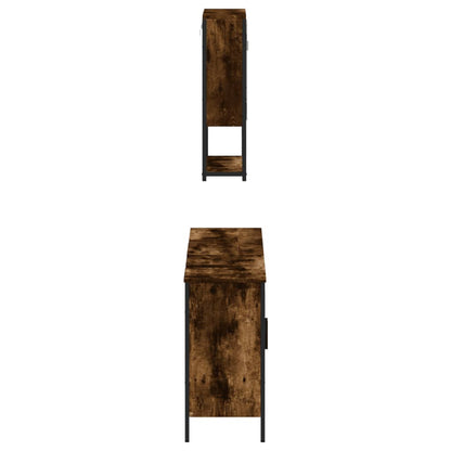 Set Mobili da Bagno 3 pz Rovere Fumo in Legno Multistrato | homemem39