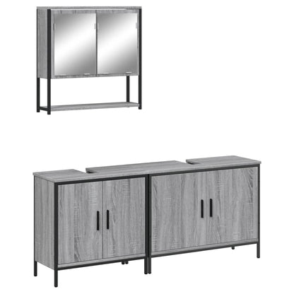 Set Mobili da Bagno 3 pz Grigio Sonoma in Legno Multistrato | homemem39