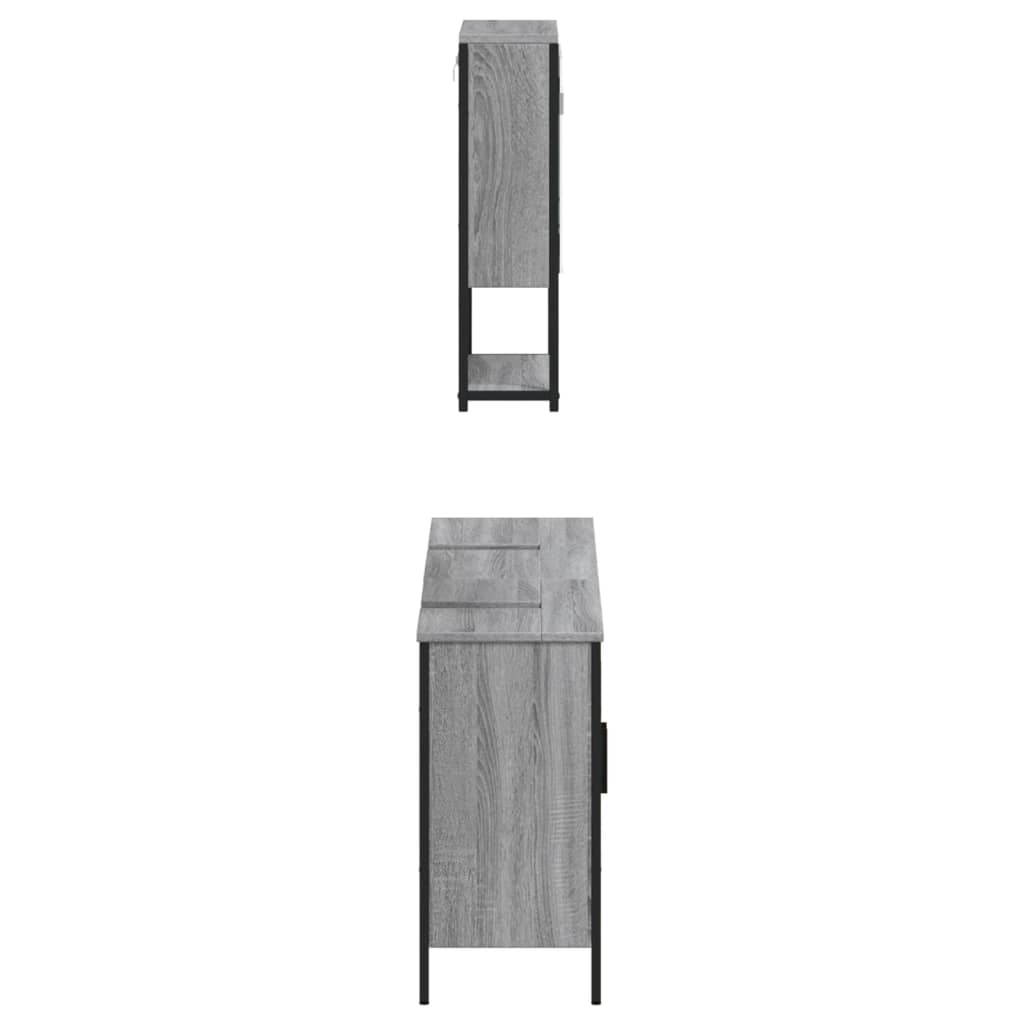 Set Mobili da Bagno 3 pz Grigio Sonoma in Legno Multistrato | homemem39