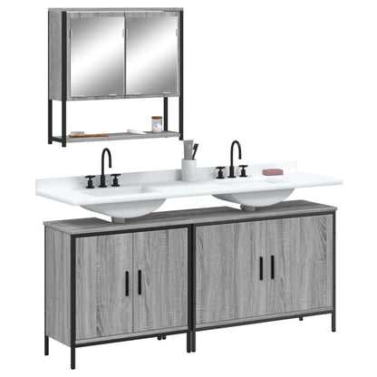 Set Mobili da Bagno 3 pz Grigio Sonoma in Legno Multistrato | homemem39