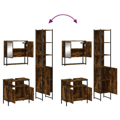Set Mobili da Bagno 3 pz Rovere Fumo in Legno Multistrato | homemem39